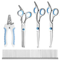 SCEDREAM Dog Grooming Scissors Kit – 5-Piece Safety Round Tip Shears Set, Blue